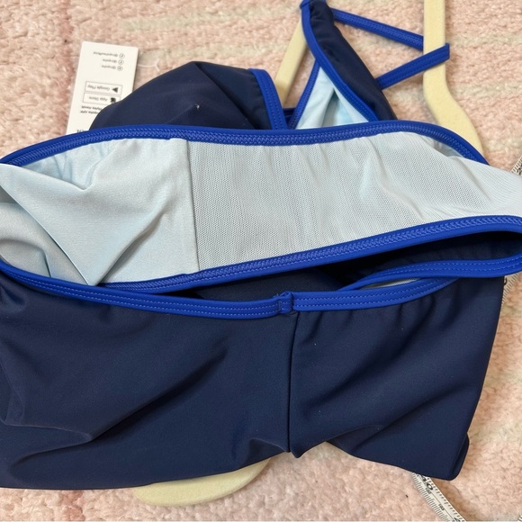 NWT Cupshe Navy One Piece Swimsuit Low Front High Hip Cage Back Size Medium - Picture 13 of 13